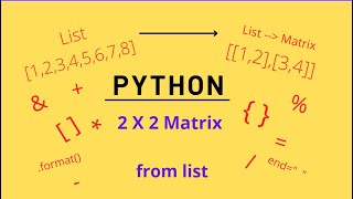 2*2 Matrix from list in Python | without using Numpy
