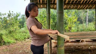 Single mother builds bamboo house alone.Completed house wall.Lý Tử Đan