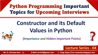 Constructor and its Default Values in Python || Constructors Concept in Python || Python OOP