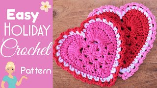 Granny Square Heart Easy Crochet Coaster Pattern | The Secret Yarnery