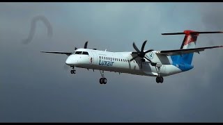 PSatB Luxair DHC-8 LX-LGH Landing at Barcelona-El Prat airport