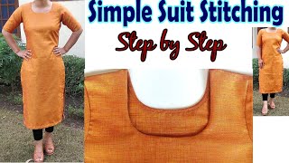 Part2 - Simple Suit/kameez Stitching for Beginners | English Subtitles | Stitch By Stitch