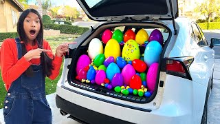 Wendy and Eric Pretend Play with T-Rex Dinosaur Surprise Eggs | Kid Science Rescue Mission Adventure