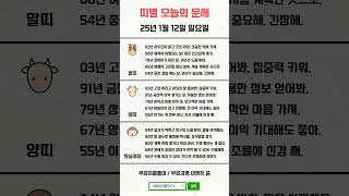 띠별 오늘의 운세 2025년 1월 12일 일요일