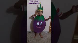 Vegetable Fancy Dress  - Brinjal prop \u0026 Rhyme - preschool activity