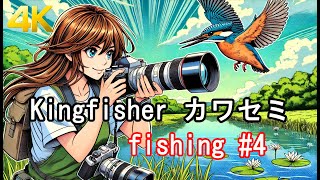 Kingfisher 野鳥撮影 、カワセミSony 4K #4 around a pond in Nagoya, Japan. Flying, catching fishes. [4K]