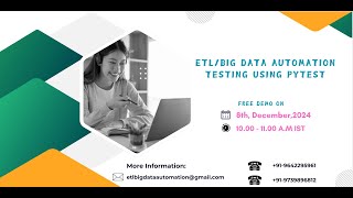 ETL AUTOMATION TESTING | BIG DATA AUTOMATION TESTING USING PYTEST | PYTHON | PYSPARK | DEMO