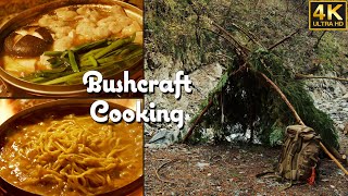 Bushcraft - Cooking1/4 Motsunabe - maiking shelter　ブッシュクラフトクッキング1/4　シェルター作り！ もつ鍋・締めラーメン！