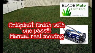 Reel mowing (manual) / push mowing couch grass Jan 2021