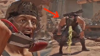 Mortal Kombat 11 - Rambo can Eat Insects and Puke during Fights