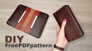 Free Pattern⭕️Leather Midsize Wallet😎tutorial⭕️آموزش و الگوی رایگان کیف پول سایز متوسط چرمی