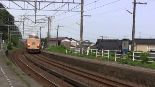 国鉄色 485系T18 特急北越1号 新潟行き 北陸本線浦本駅通過（2013.7.1）