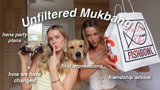 Unfiltered Bestie Mukbang | first impressions, hens plans + friendship advice!