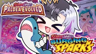 Baby's first Pokemon card unboxing [Surging Sparks \u0026 Paldea Evolved]