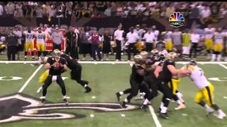 James Harrison hit on Drew Brees