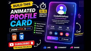 Build a Modern Animated Profile Card Using HTML & CSS | Beginner Project | Code With Fani