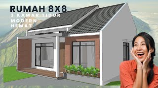 Desain rumah minimalis sederhana 8x8 meter - Biaya hemat tapi modern - cocok untuk di desa