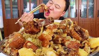 买460元猪肉，阿强做“猪肉烩酸菜”，满满一锅，大口嗦着吃过瘾！【cram阿强】