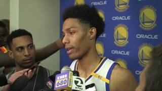 Draymond Green keeps interrupting Patrick McCaw's interview by poking his ears