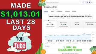 *FIRST TIME* Cash Cow YouTube Channel makes over $1,000 in ONLY 28 DAYS!