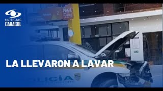Pánico por choque de una camioneta de la Policía contra una gasolinera en Cáqueza, Cundinamarca