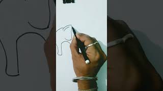 Quick simple and easy drawing of elephant l elephant drawing for beginner #shorts #viral #elephant