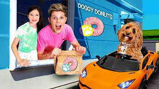 We Opened A DOGGY DONUT DRIVE THRU STORE!! Winner Gets A Lamborghini!