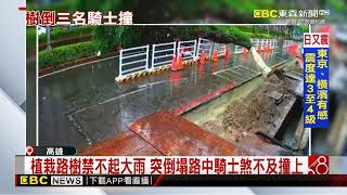 植栽路樹禁不起大雨 突倒塌路中騎士煞不及撞上@newsebc