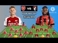 Head To Head Line Up Arsenal vs Bournemouth Friendly Match 2024