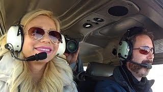 Happy girl flying over Toronto, and review of CloudAhoy GPS logger App - POV - Flying