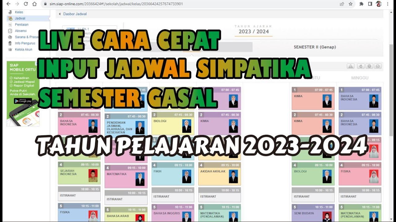 LIVE INPUT JADWAL SIMPATIKA SEMESTER GASAL TAHUN 2023 - YouTube