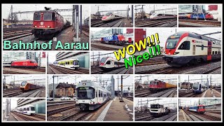 Swiss trains @ Aarau station / Viele Zugsichtungen beim Bahnhof Aarau, Kanton Aargau, Schweiz 2021