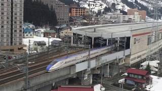 20190316_上越新幹線越後湯沢駅_E7系朱鷺色_ダイヤ改正１番列車