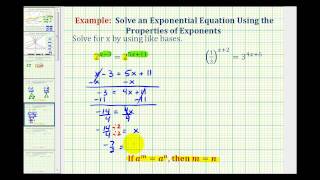 Ex 3: Solve Exponential Equations Using Like Bases - No Logarithms