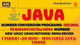 Java program for decimal to binary | Decimal to Binary , Octal, Hexadecimal conversion | Menu Driven