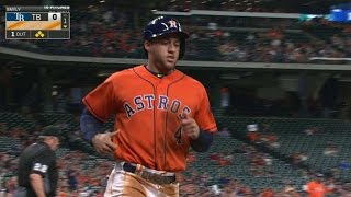 TB@HOU: Altuve plates Springer on a fielder's choice