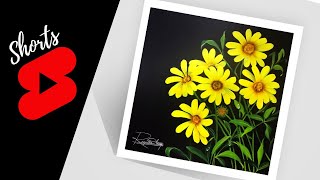 Beautiful Flower Painting Using Round Brush 🌻 #Shorts Acrylic Painting