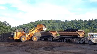 Caterpillar 992K Wheel Loader Loading Coal On Truck Trailer Scania R580