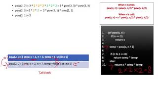 Recursion power func, O(log n)
