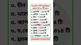 সবচেয়ে বেশি যু্দ্ধবিমান আছে যে ১০টি দেশে #gk #world #bcspreparation