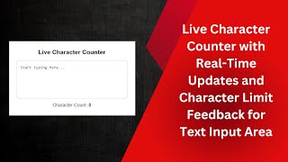 Live Character Counter with HTML, CSS, and JavaScript | Step-by-Step Guide 📝⚡