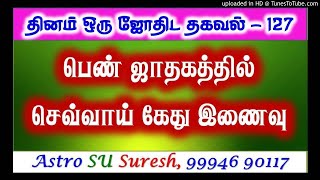 பெண் ஜாதகத்தில் செவ்வாய் கேது இணைவு | #127 | Astro Suresh | Tamil Jothidam