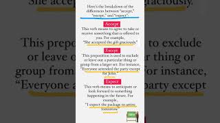 Accept Expect Except know the difference #english #englishlanguage #englishlearningtips #education