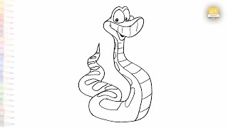 Kaa snake drawing easy from The Jungle Book | Cartoon sketches | How to draw A Kaa simply #artjanag