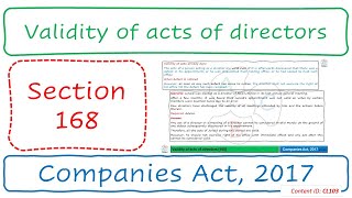 Section 168 Validity of acts of directors | Companies Act, 2017 (CL103)