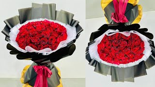 50 Roses arrange flowers Bouquet | How To Wrap Roses | Bouquet Wrapping Ideas |  Bouquet Wrapping