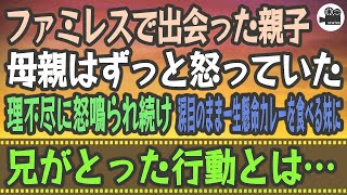 【感動する話】ファミレスで出会った親子。母親はずっと怒っていた。理不尽に怒鳴られ続け、涙目のまま一生懸命カレーを食べる妹に、兄がとった行動とは…