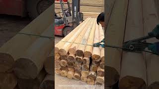 Use PP Packing Straps to Bundle Stacked Pine Wood !