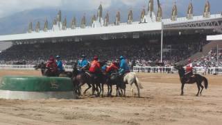 A fierce scrum at the 2016 World Nomad Games kok boru final between Kazakhstan and Kyrgyzstan