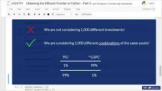 Py 86 Obtaining the Efficient Frontier in Python Part II